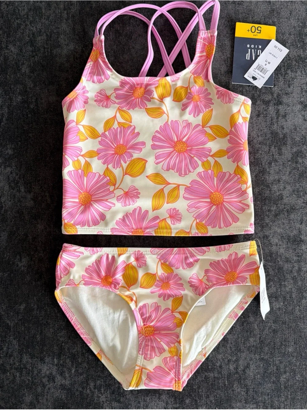 Gap Girls Two-Piece Floral Tankini Set - Pink & Yellow Flowers